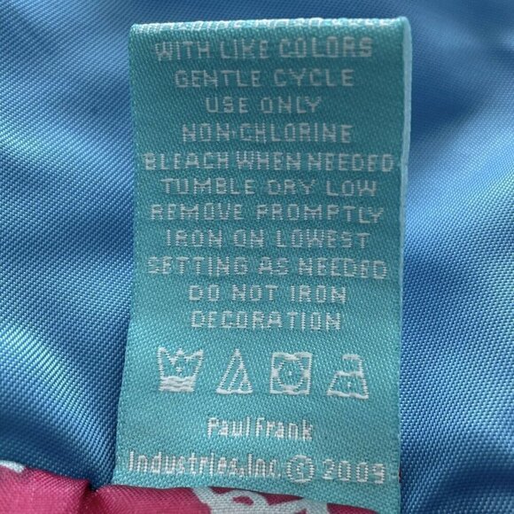 Paul Frank Women's Sz S Blue Puffer Coat Double Paul Frank Monkey Snap Closure - Picture 5 of 9